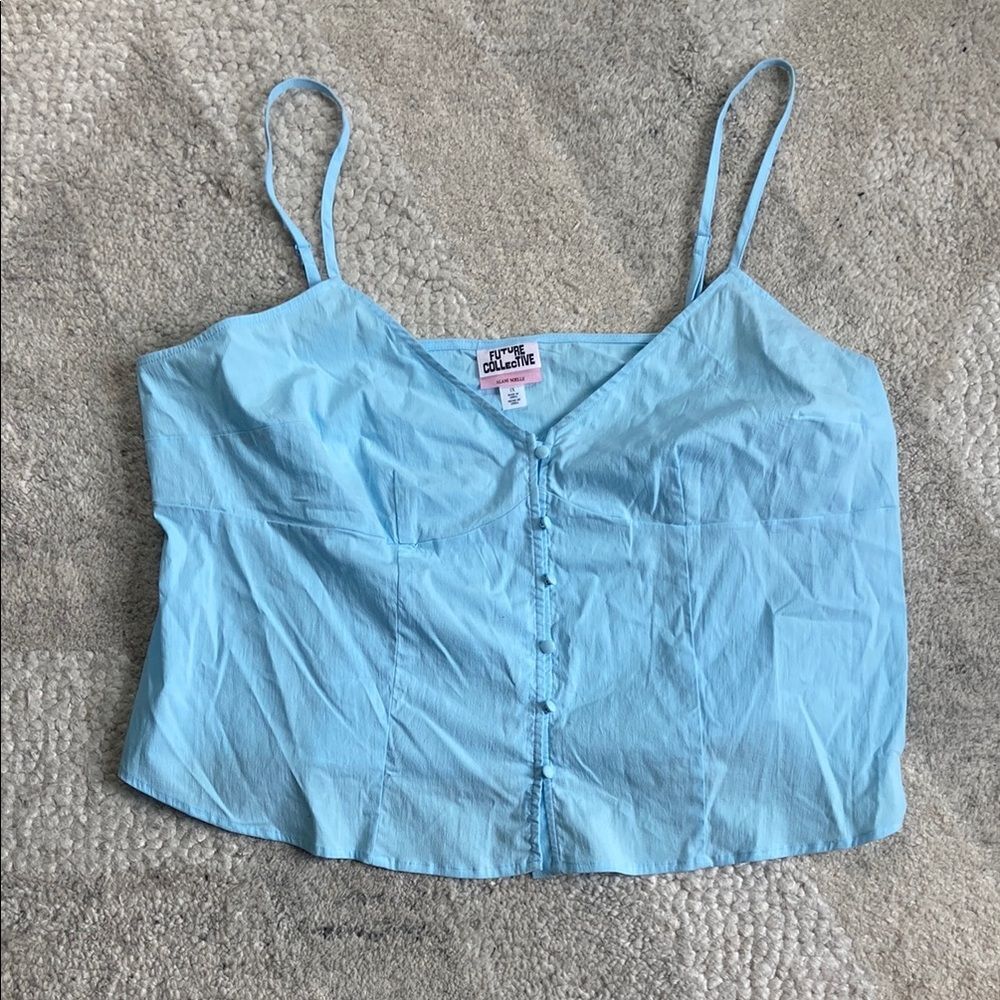✨5 for $15✨ NWOT Future Collective Blue Sleeveless Crop Camisole
